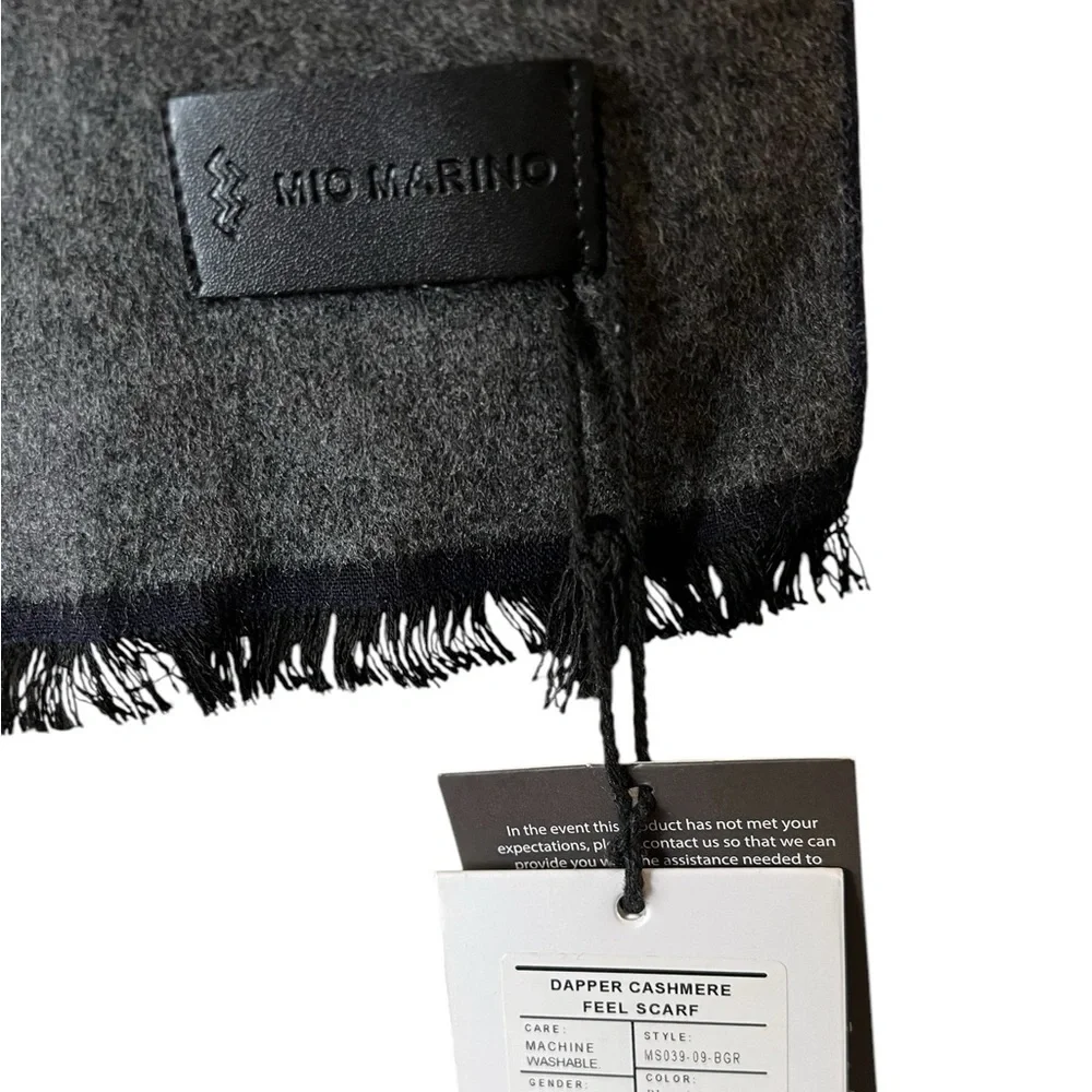 NWT Mio Marino The Anchor Collection Cashmere Feel 100% Cotton Scarf Navy / Gray